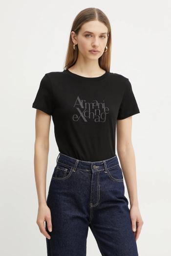 Bavlnené tričko Armani Exchange dámske, čierna farba, XW000109 AF10359