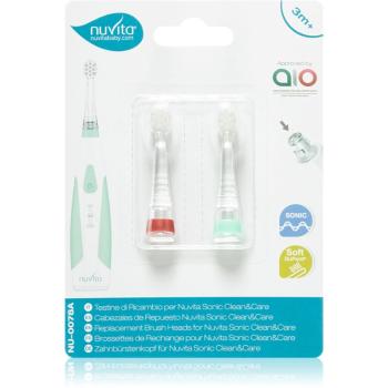 Nuvita Sonic Clean&Care Replacement Brush Heads náhradné hlavice pre sonickú zubnú kefku na baterky pre bábätká Sonic Clean&Care Small Red/Green 3 m+