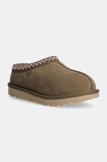 Detské semišové papuče UGG T TASMAN II zelená farba, 1019066T