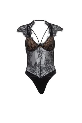 Čierne čipkované body Madelyn