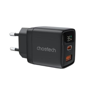 Choetech PD6052 GaN sieťová nabíjačka USB / USB-C 35W, čierna