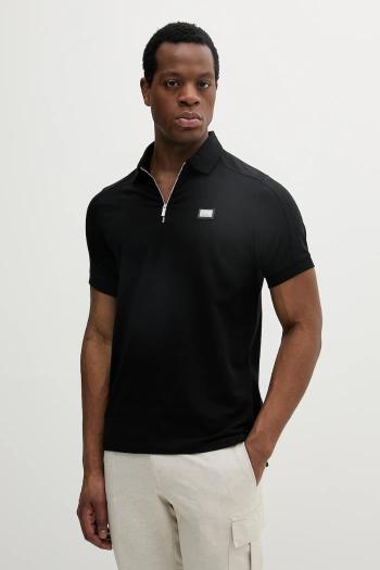 Polo tričko Karl Lagerfeld pánske, čierna farba, s nášivkou, 552221.745020