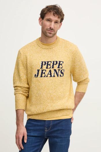 Sveter s prímesou vlny Pepe Jeans LUKA pánsky, žltá farba, PM702499