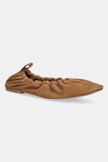 Semišové baleríny Pepe Jeans POPPY BASIC hnedá farba, PLS10430