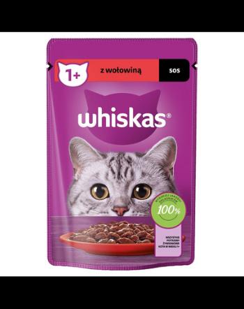 WHISKAS Adult plic 85g hrana umeda pentru pisici adulte in sos cu vita