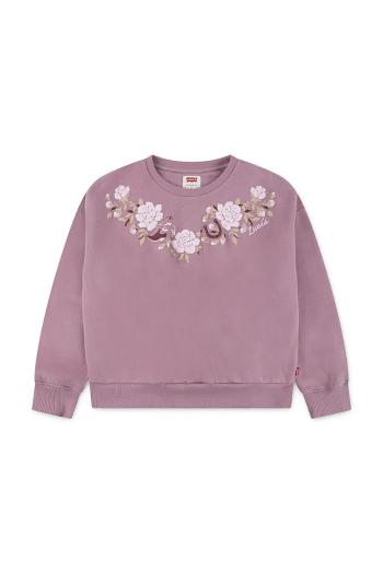 Detská mikina Levi's ROSE FRONT TUCK CREW ružová farba, s potlačou, 3EP015