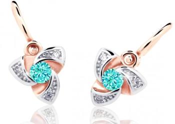 Cutie Jewellery Detské náušnice z ružového zlata C2203-10-X-4 svetlo zelená