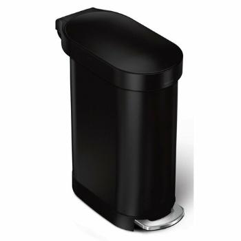 Simplehuman Coș oval cu pedală cu cadru din oțelinoxidabil Slim 45 l, negru