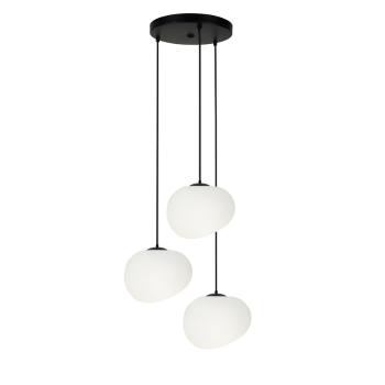 Závesná lampa STONES v japonskom štýle - okrúhla základňa s 20 cm tienidlami v tvare kameňa - moderné osvetlenie obývačky 3x E27