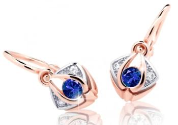Cutie Jewellery Krásne detské náušnice z ružového zlata C2217-10-X-4 modrá