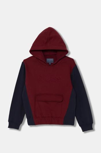Mikina Guess bordová farba, s kapucňou, vzorovaná, L4BQ05 KAD74