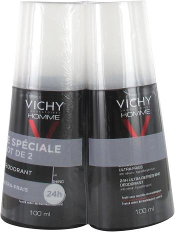 Vichy Sada dezodorantov v spreji Homme (24h Ultra-Refreshing Deodorant) 2 x 100 ml