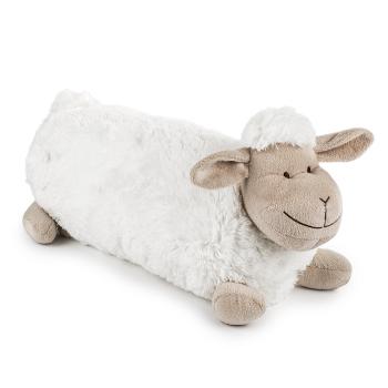 Pernă lungă albă, model Oiță, 48 x 18 cm