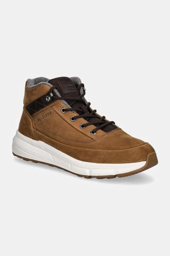 Členkové topánky Tommy Hilfiger HILFIGER WARM NUBUCK HYBRID B pánske, hnedá farba, FM0FM05189