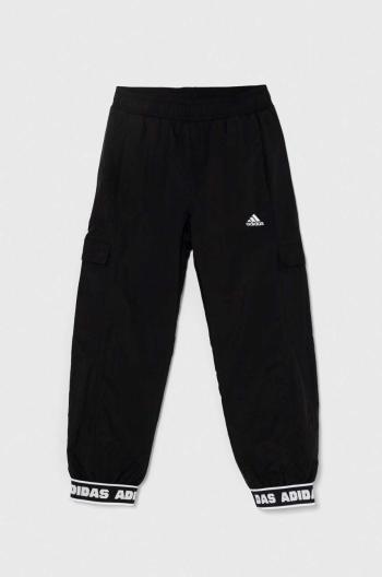 Detské tepláky adidas čierna farba, jednofarebné
