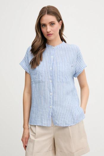 Ľanová košeľa Tommy Hilfiger voľný strih, so stojačikom, WW0WW44715