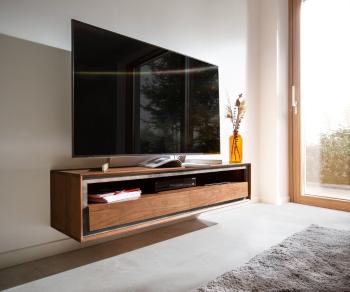 TV stolík Stonegrace 145 cm akáciová hnedá kamenina 2 zásuvky 1