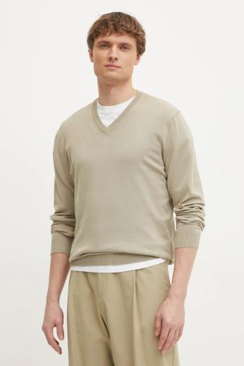 Bavlnený sveter United Colors of Benetton zelená farba, tenký, 1098U4486