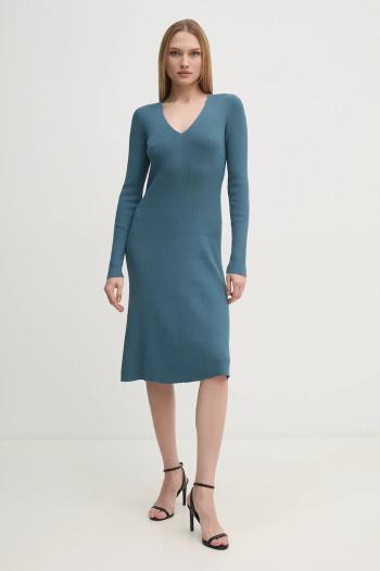 Šaty Calvin Klein tyrkysová farba, midi, áčkový strih, K20K208102