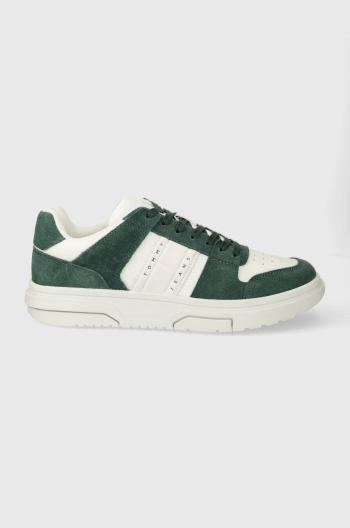 Tenisky Tommy Jeans THE BROOKLYN SUEDE zelená farba, EM0EM01371