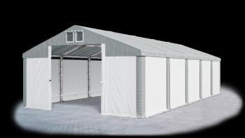 Garážový stan 4x6x2m strecha PVC 560g/m2 boky PVC 500g/m2 konštrukcia ZIMA PLUS Šedá Biela Šedé