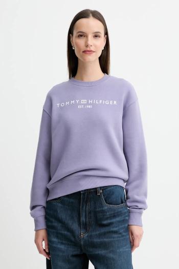 Mikina Tommy Hilfiger modrá farba, s potlačou, WW0WW39791