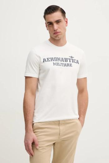 Bavlnené tričko Aeronautica Militare pánske, biela farba, s potlačou, TS2407J677