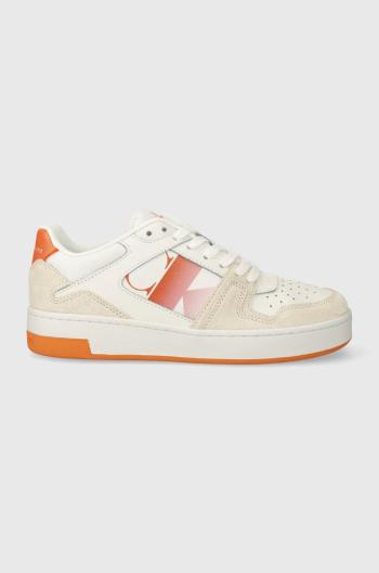 Tenisky Calvin Klein Jeans BASKET CUPSOLE LACE MIX NBS SAT biela farba, YW0YW01446
