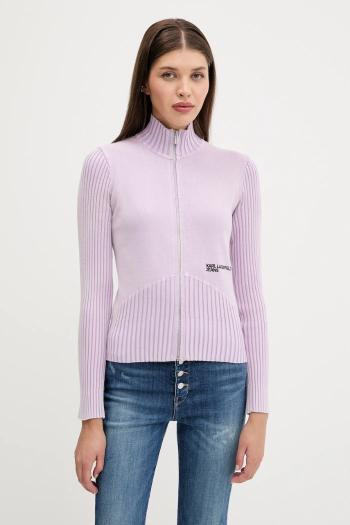 Bavlnený kardigán Karl Lagerfeld Jeans fialová farba, ľahké, A3W18010