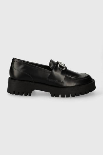 Kožené mokasíny Steve Madden Lando-CN dámske, čierna farba, na platforme, SM11002936