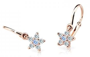 Cutie Jewellery Trblietavé detské náušnice z ružového zlata C2118-10-X-4 svetlo modrá
