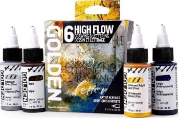 Golden Artist Colors High Flow Drawing & Lettering Sada akrylových farieb 6 x 30 ml