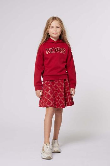 Detská mikina Michael Kors červená farba, s kapucňou, s nášivkou, R30150