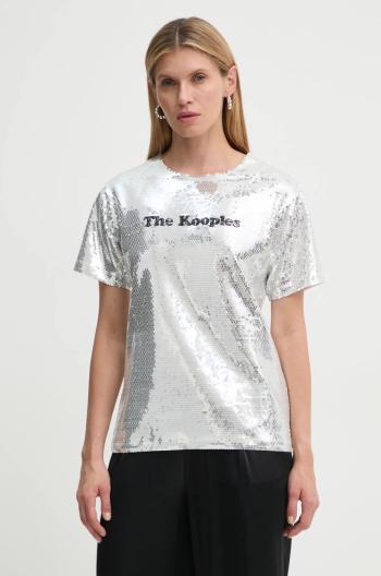Tričko The Kooples dámske, strieborná farba, FTSC29036K