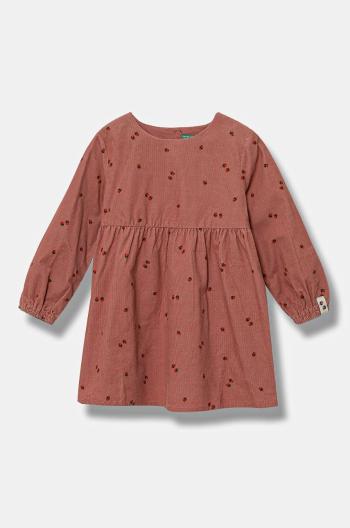 Detské manšestrové šaty United Colors of Benetton oranžová farba, mini, áčkový strih, 40CYGV020