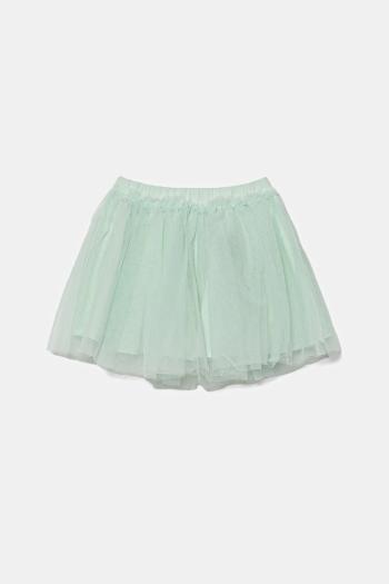 Dievčenská sukňa United Colors of Benetton zelená farba, mini, áčkový strih, 4XTGG0011