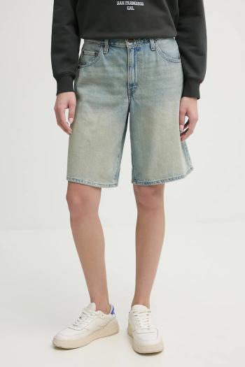Rifľové krátke nohavice Levi's BAGGY DAD dámske, jednofarebné, vysoký pás, 000MJ