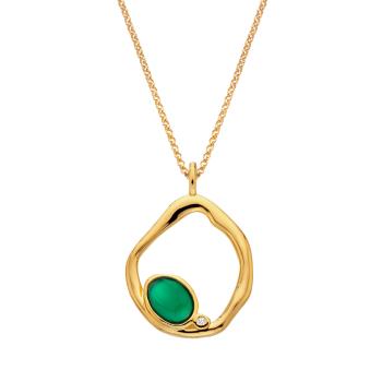Hot Diamonds Pozlátený náhrdelník s achátom a diamantom Gemstones DP1024 (retiazka, prívesok)