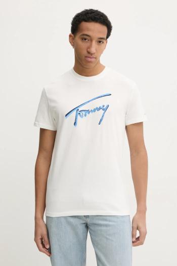 Tričko Tommy Jeans pánske, béžová farba, s potlačou, DM0DM21109