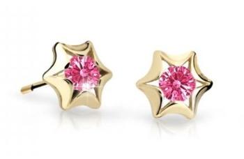 Cutie Jewellery Zlaté detské náušnice C2159-30-X-1 fuchsiová