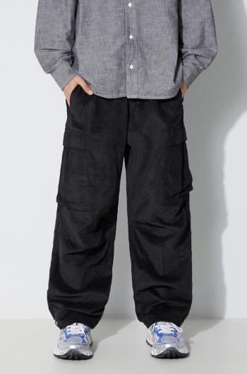 Menčestrové nohavice Maharishi Utility Cargo Track Pants čierna farba, strih cargo, 4569.BLACK