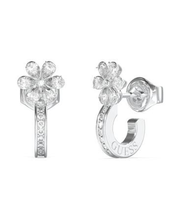 Guess Oceľové polkruhové náušnice s kvetinami Lily JUBE05110JWRHT/U