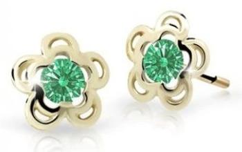 Cutie Jewellery Pôvabné zlaté detské náušnice C2204-30-X-1 zelená