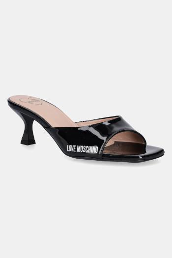 Kožené lodičky Love Moschino čierna farba, JA28045G1MIH0000