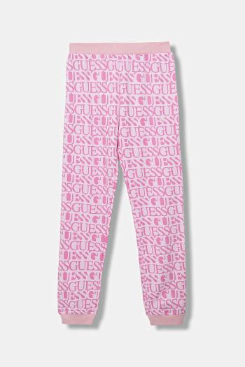 Detské bavlnené tepláky Guess ružová farba, vzorované, J5YQ13 KAD74