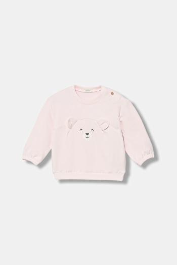Mikina pre bábätká United Colors of Benetton ružová farba, s nášivkou, 3MDSA1061