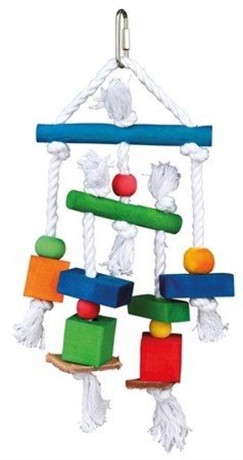 TRIXIE Toy on a rope farebná drevená hračka pre malé papagáje 24cm