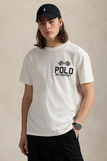 Bavlnené tričko Polo Ralph Lauren Sscnclsm1 Short Sleeve pánske, biela farba, s potlačou, 710972611