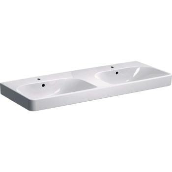 GEBERIT - Smyle Square Dvojumývadlo, 120x48 cm, s prepadom, 2 otvory na batérie, biela 500.223.01.1