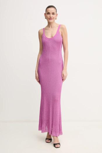 Šaty Herve Leger Carmen ružová farba, maxi, priliehavá, GRM8513103